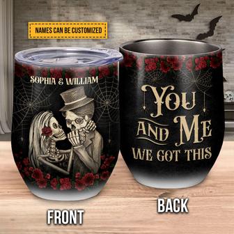 Skeleton Skull Couple Custom Wine Tumbler - Anniversary Gift - Thegiftio UK