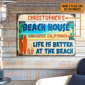 Surfing Beach House Life Is Better Custom Metal Sign - Gift - Thegiftio UK