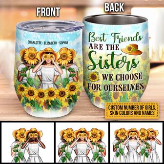 Sunflower Bestie Custom Wine Tumbler - Gift for Friends - Thegiftio UK