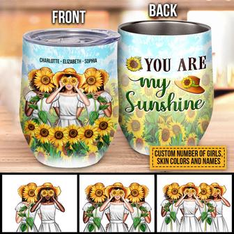 Sunflower Bestie You Are My Sunshine Custom Wine Tumbler - Thegiftio UK
