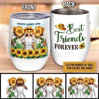 Sunflower Bestie Custom Wine Tumbler - Gift for Friends - Thegiftio UK