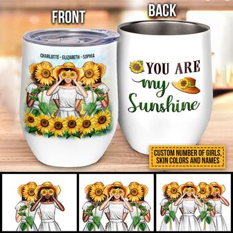 Sunflower Bestie You Are My Sunshine Custom Wine Tumbler - Thegiftio UK