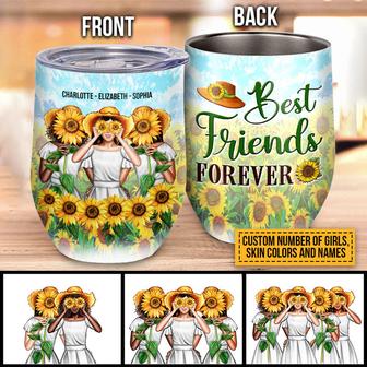 Sunflower Bestie Custom Wine Tumbler - Gift for Friends - Thegiftio UK
