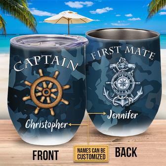 Sailor Camouflage Captain First Mate Custom Wine Tumbler - Thegiftio UK