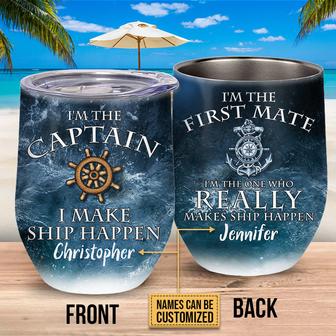 I'm The Captain Custom Wine Tumbler - Gift for Sailor Couple - Thegiftio UK