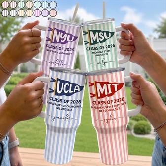School Pennant Flag Personalized Tumbler - Gift for Bestie - Thegiftio UK