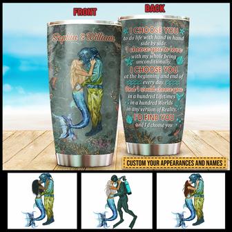 Scuba Diving And Mermaid Couple I Choose You Custom Tumbler - Thegiftio UK