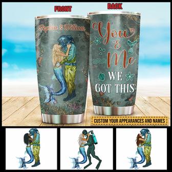 Scuba Diving Mermaid Couple Custom Tumbler - Gift for Couple - Thegiftio UK