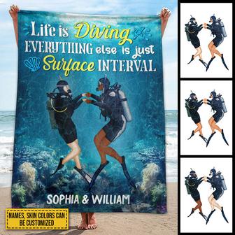 Scuba Diving Married Couple Divers Life Is Diving Custom Blanket - Thegiftio UK
