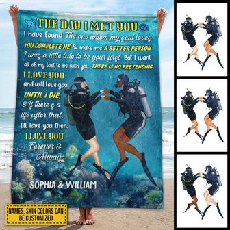 Scuba Diving Married Couple Divers The Day I Met Custom Blanket - Thegiftio UK