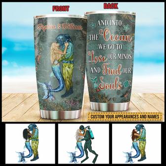 Scuba Diving Mermaid Couple Custom Tumbler - Gift for Couple - Thegiftio UK