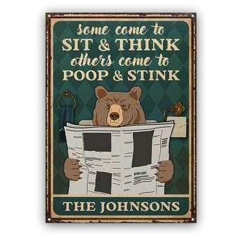 Sit And Think Bear Personalized Metal Sign - Bathroom Gift - Thegiftio UK