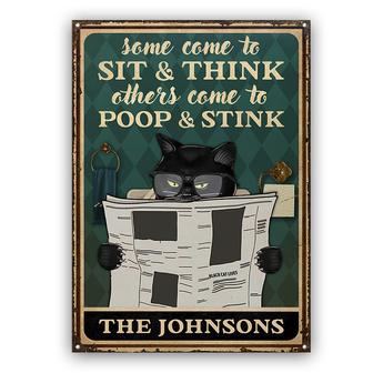 Sit And Think Black Cat Personalized Metal Sign - Thegiftio UK