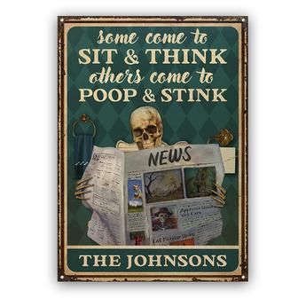 Sit And Think Skull Skeleton Custom Metal Sign - Thegiftio UK