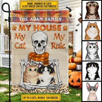 Skull Skeleton Cat Halloween Custom Flag - Halloween Gift - Thegiftio UK