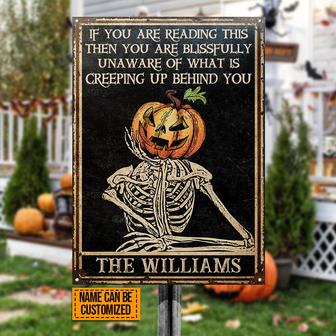 Skull Skeleton Goth Halloween Pumpkin Custom Metal Sign - Thegiftio UK