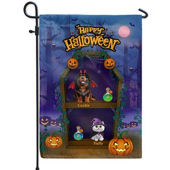 Spooky Cute Pets In Coffin Shelves Custom Flag - Thegiftio UK