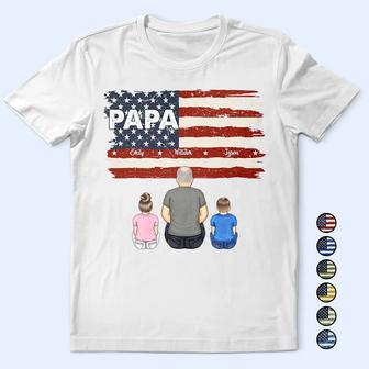 Stars & Stripes Dad Grandpa Names Custom T-Shirt - For Dad - Thegiftio UK