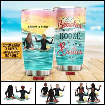 Surfing Bestie Beaches Booze Custom Tumbler - Thegiftio UK