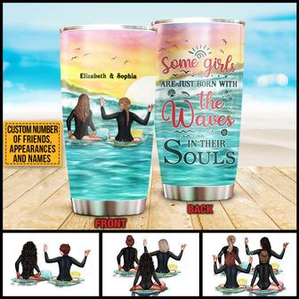 Surfing Bestie Waves In Souls Custom Tumbler - Thegiftio UK