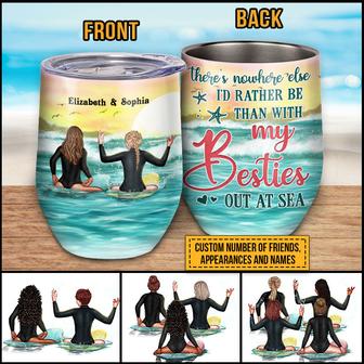 Surfing Bestie Out At Sea Custom Wine Tumbler - Bestie Gift - Thegiftio UK