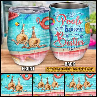 Swimming Bestie Pools Booze Besties Custom Wine Tumbler - Thegiftio UK