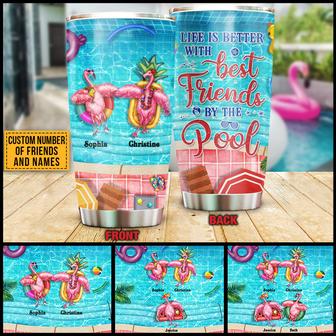 Swimming Flamingo Bestie Life Is Better Custom Tumbler - Thegiftio UK