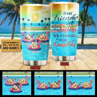 Swimming Pool Flamingo Bestie Choose Custom Tumbler - Thegiftio UK