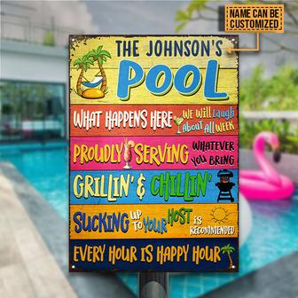 Swimming Pool Proudly Serving Custom Metal Sign - Home Gift - Thegiftio UK