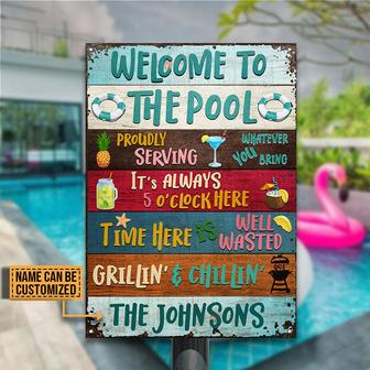 Swimming Pool Proudly Serving Grillin' Custom Metal Sign - Thegiftio UK