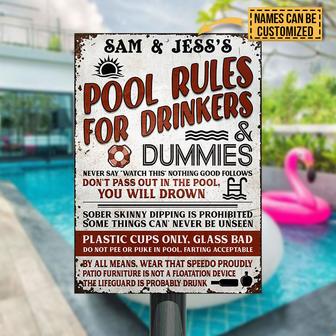 Swimming Pool Rules Custom Metal Sign - Pool Decor Gift - Thegiftio UK