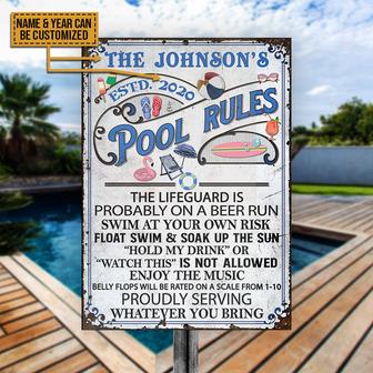 Swimming Pool Rules Float Swim Custom Metal Sign - Pool Gift - Thegiftio UK