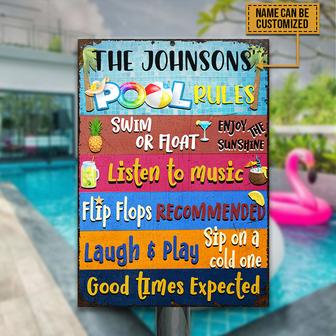 Swimming Pool Rules Good Times Expected Custom Metal Sign - Thegiftio UK