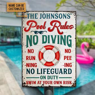 Swimming Pool Rules Custom Metal Sign - Gift for Pool Owners - Thegiftio UK