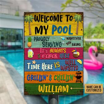 Swimming Pool Welcome Custom Metal Sign - Pool Lovers Gift - Thegiftio UK
