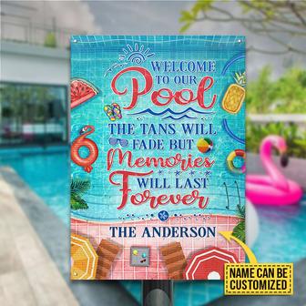 Swimming Pool Flamingo Tans Will Fade Custom Metal Sign - Thegiftio UK
