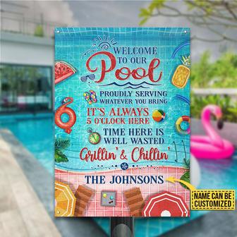 Swimming Pool Welcome To Our Pool Custom Metal Sign - Gift - Thegiftio UK