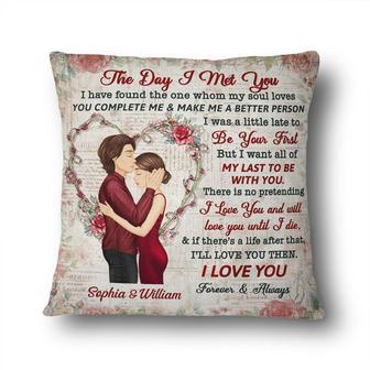 Couple Letter The Day I Met You Custom Pillow - Couples Gift - Thegiftio UK
