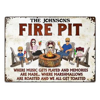 Fire Pit Where Music Gets Played Custom Metal Sign - Family - Thegiftio UK