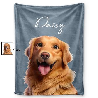 Custom Photo Cartoon Portrait Dog Cat - Personalized Fleece Blanket, Sherpa Blanket - Thegiftio UK