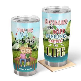 Husband And Wife Fishing Partners For Life Custom Tumbler - Thegiftio UK