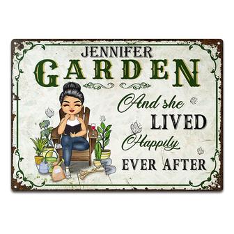 And She Lived Happily Custom Metal Sign - Gift for Gardeners - Thegiftio UK