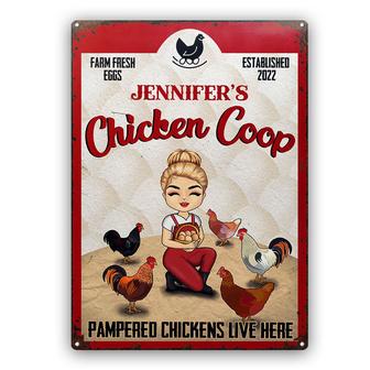 Pampered Chickens Live Here Custom Metal Sign - Farm Gift - Thegiftio UK