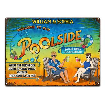 Swimming Pool Good Music Custom Metal Sign - Couples Gift - Thegiftio UK