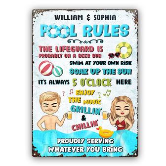 Swimming Pool Rules Personalized Metal Sign - Couples Gift - Thegiftio UK