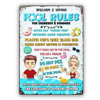 Swimming Pool Rules For Drinkers Dummies Custom Metal Sign - Thegiftio UK