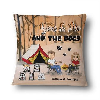 Camping Chibi Couple Dog Custom Pillow - Gift for Couples - Thegiftio UK