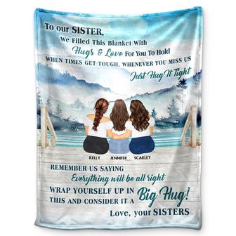 Lake Filled This Blanket With Hugs And Love - Gift For Sisters - Personalized Custom Fleece Blanket - Thegiftio UK