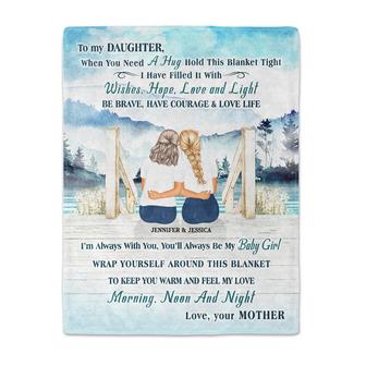 Lake Mother And Daughter Hold This Blanket Tight - Personalized Custom Fleece Blanket - Thegiftio UK