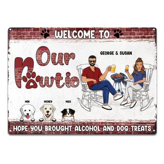 Welcome To Our Pawtio Personalized Metal Sign - Dog Mom Gift - Thegiftio UK